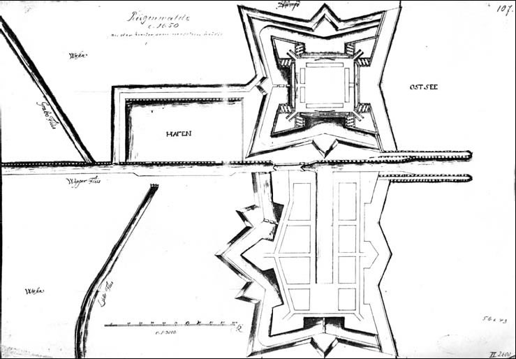 Plan portu w Darłowie w wieku XII
